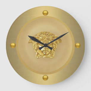 Grande Horloge Ronde Médaillon de méduse d'or