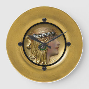 Grande Horloge Ronde Médaillon de Nouveau d'art