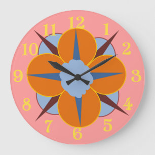 Grande Horloge Ronde Médaillon floral