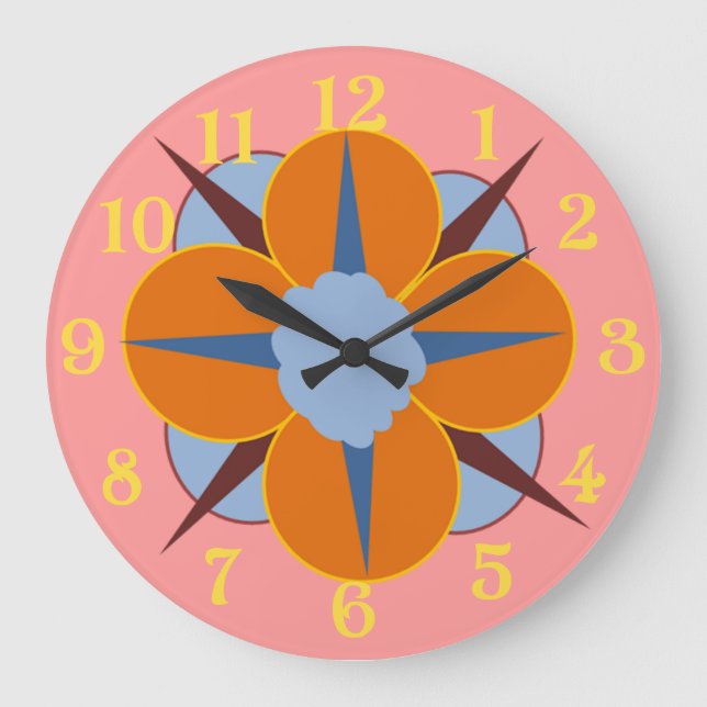Grande Horloge Ronde Médaillon floral (Recto)