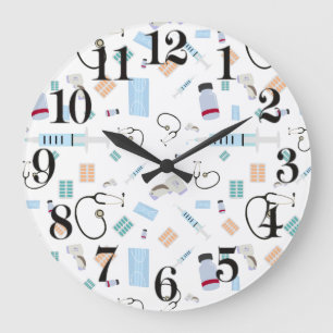 Grande Horloge Ronde Médecin de santé Motif Fournitures Médicales