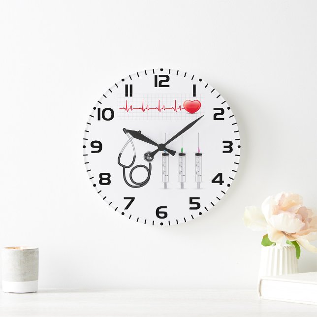 Grande Horloge Ronde Medical Equipment Heartbeat Healthcare (Créateur téléchargé)