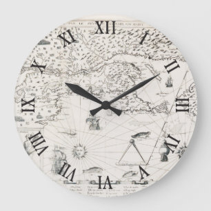 Grande Horloge Ronde Medieval World Map Québec Nouvelle-France America