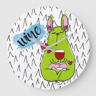 Grande Horloge Ronde Méditation humoristique de Bulldog wine yoga green
