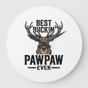 Grande Horloge Ronde Meilleur Buckin Pawpaw Vintage Chemise de Chasse a