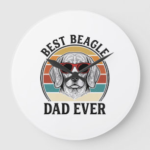 Grande Horloge Ronde Meilleur Papa Beagle Ever Création de T-Shirt Vint