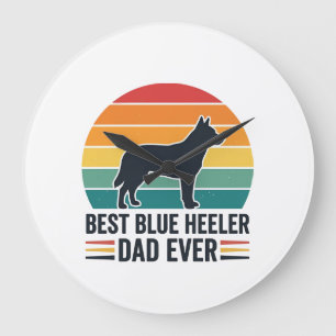 Grande Horloge Ronde Meilleur Papa Blue Heeler Ever Création Vintage Pa