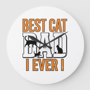 Grande Horloge Ronde Meilleur Papa Chat du Monde Design de Chemise Vint