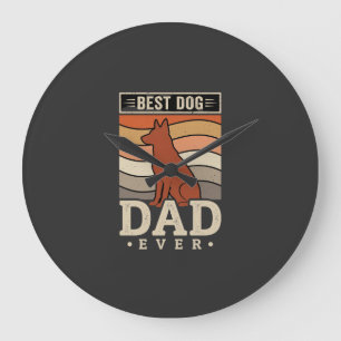 Grande Horloge Ronde Meilleur papa chien jamais silhouette rétro