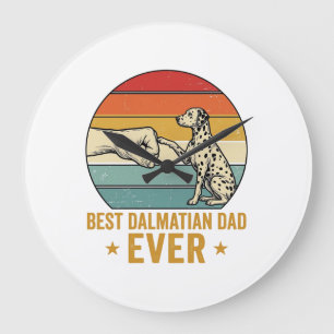 Grande Horloge Ronde Meilleur Papa Dalmatien Vintage Fist Bump Shirt_1