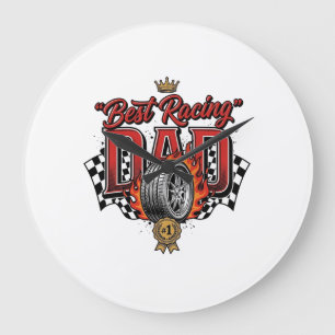 Grande Horloge Ronde Meilleur Papa de Course Pneu Vintage Fête des Père