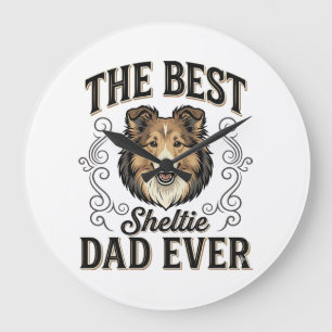 Grande Horloge Ronde Meilleur papa de Sheltie vintage pour amateur de c