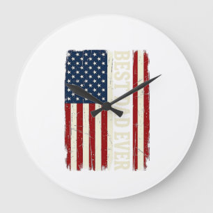 Grande Horloge Ronde Meilleur Papa de Tous les Temps Drapeau Américain