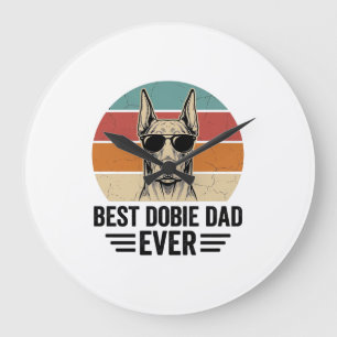 Grande Horloge Ronde Meilleur papa Dobie vintage Doberman Shirt_1
