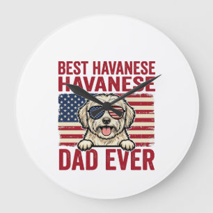 Grande Horloge Ronde Meilleur papa Havanese de tous les temps, design d