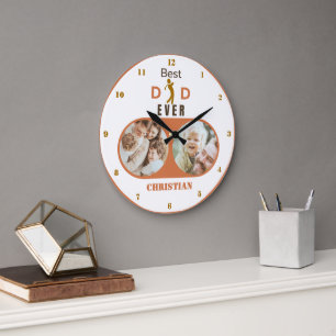 Grande Horloge Ronde Meilleur papa jamais mignon Fête des pères photo d