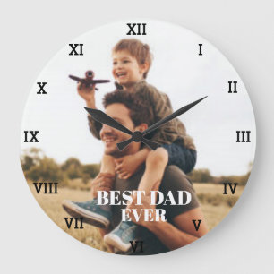 Grande Horloge Ronde Meilleur Papa Jamais Photo Collage Créer Votre Pro
