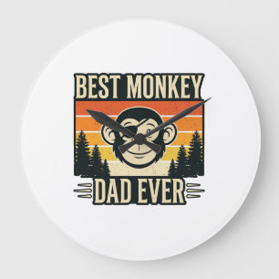 Grande Horloge Ronde Meilleur Papa Singe Vintage T-shirt de Père Singe_