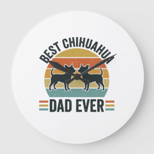 Grande Horloge Ronde Meilleur père Chihuahua de tous les temps T-shirt