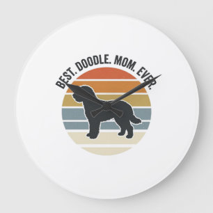 Grande Horloge Ronde Meilleure maman Doodle vintage pour chien design_1