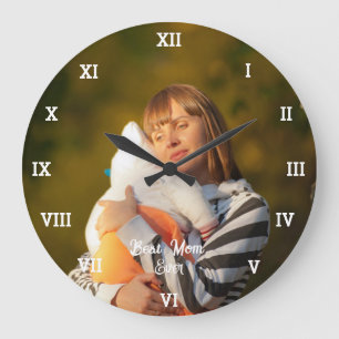 Grande Horloge Ronde Meilleure maman Jamais Photo Collage Créer Votre P
