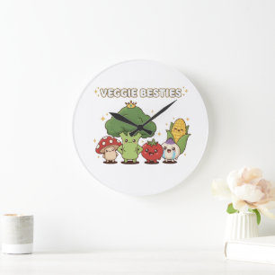 Grande Horloge Ronde Meilleures Copines Végétales Légume de Dessin An
