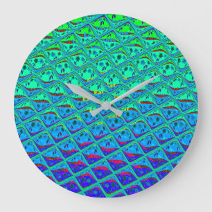 Grande Horloge Ronde Mélange italien de Tiles.png bleu