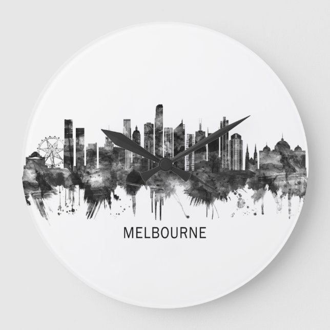 Grande Horloge Ronde Melbourne Australie Skyline BW (Recto)