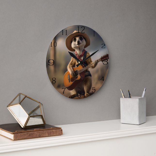 Grande Horloge Ronde Mélodies de la Savanna : Meerkat Guitar Serenade, (Bureau)