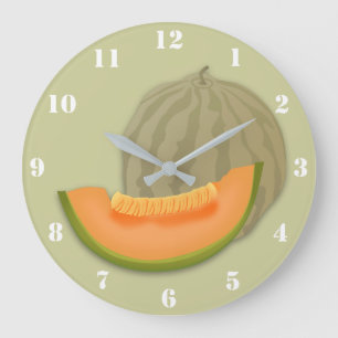 GRANDE HORLOGE RONDE MELON CANTALOUPE FRUIT D'ÉTÉ