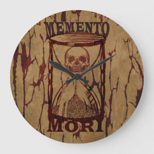 Grande Horloge Ronde Mémento mori crâne sablier