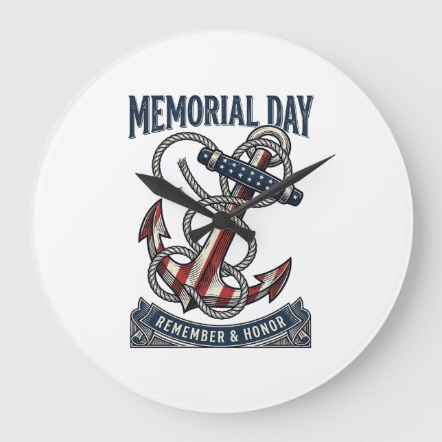 Grande Horloge Ronde Memorial Day Anchor Remember Honor Vintage Shirt_1 (Recto)