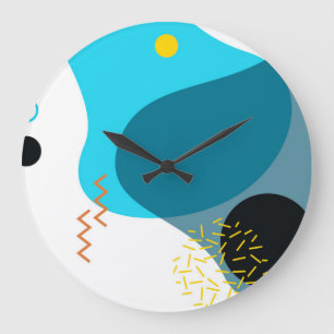 Grande Horloge Ronde Memphis, cool, tendance, urbain, illustration mode