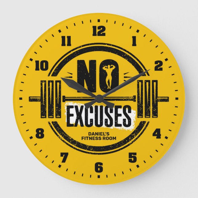 Grande Horloge Ronde Men's Gym Fitness Room Personalized Wall Clock (Recto)