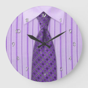Grande Horloge Ronde Mens Purple Shirt et Tie Novelty Wall Clock