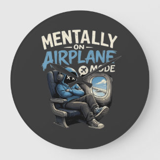 Grande Horloge Ronde Mentally On Airplane Mode Shirt Funny Anime boy