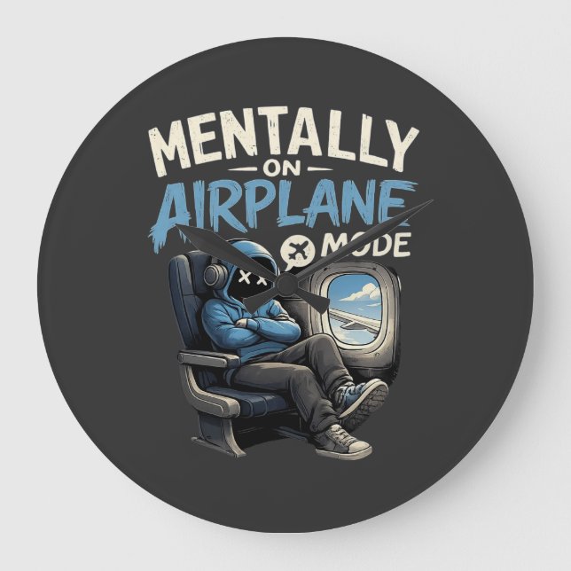 Grande Horloge Ronde Mentally On Airplane Mode Shirt Funny Anime boy (Recto)