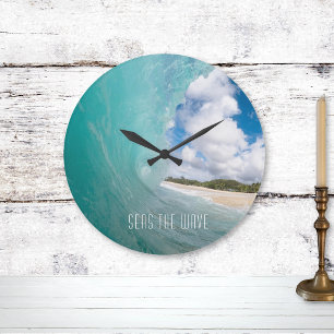 Grande Horloge Ronde Mer La Vague Tropical Ocean Wave