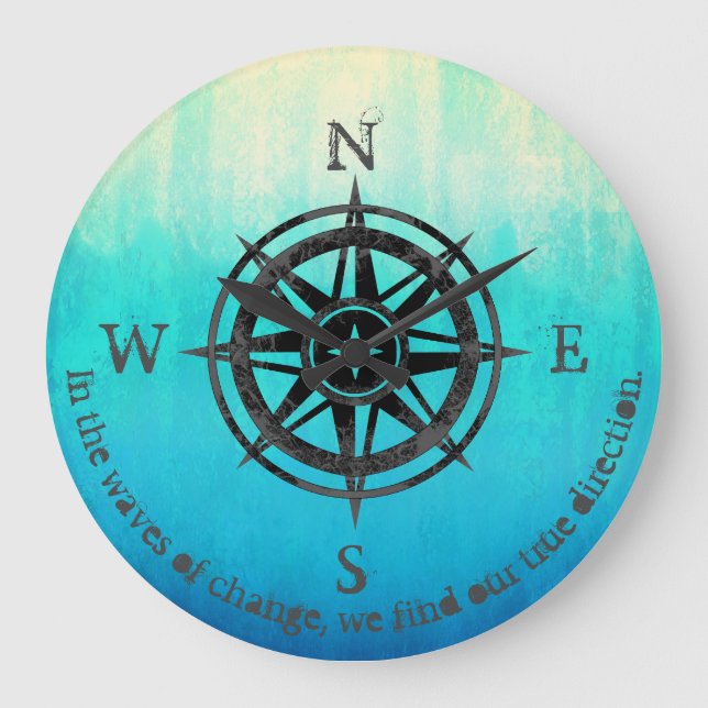 Grande Horloge Ronde Mer Ombre bleue turquoise (Recto)