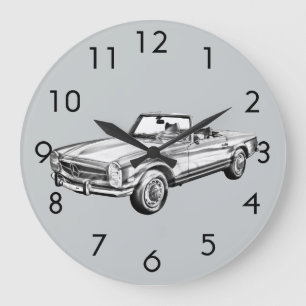 Grande Horloge Ronde Mercedes Benz 280 SL Convertible Illustration