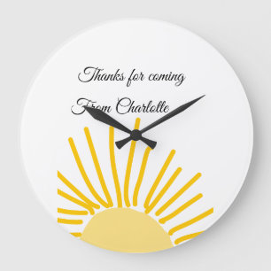 Grande Horloge Ronde merci d'être venu nom du message texte soleil