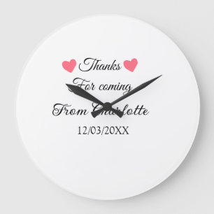 Grande Horloge Ronde merci d'être venu nom du texte message