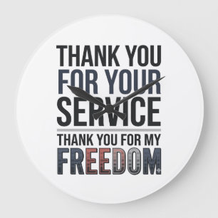 Grande Horloge Ronde Merci pour ma liberté Patriotique Vétéran Chemise_