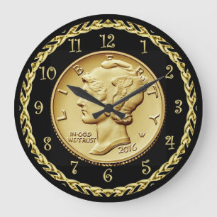 Grande Horloge Ronde Mercury Dime Centennial Gold Coin Image ~