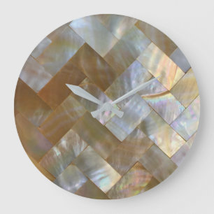 Grande Horloge Ronde Mère de Pearl Capiz Weave