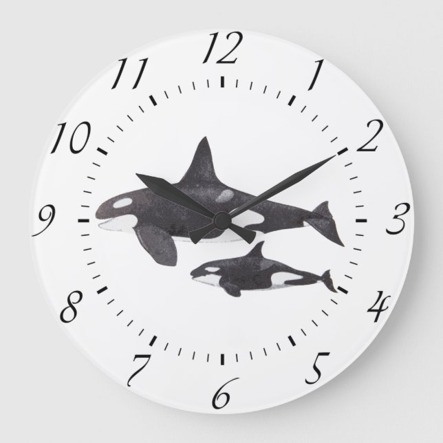 Grande Horloge Ronde Mère et bébé Orca (Recto)