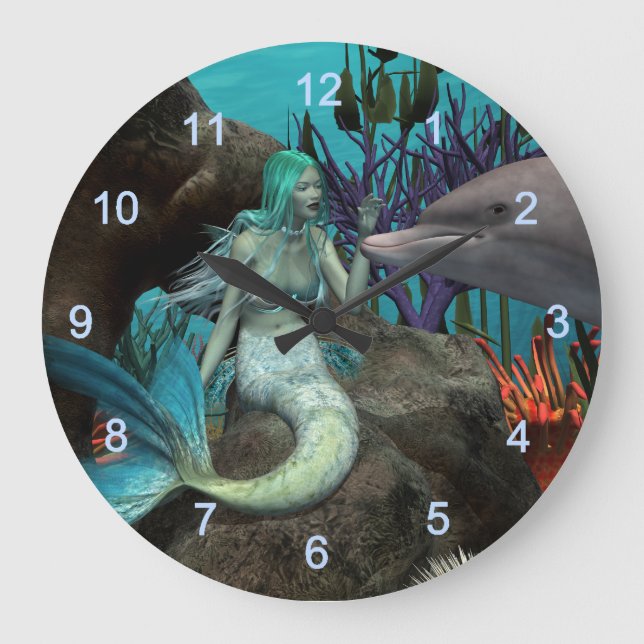 Grande Horloge Ronde Mermaid et Dolphin (Recto)