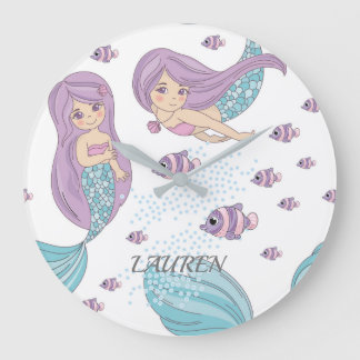 Grande Horloge Ronde Mermaid Imaginaire Art