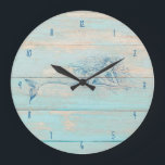 Grande Horloge Ronde Mermaid Rustic Beach Wood Coastal<br><div class="desc">Apportez la plage à votre maison avec cette horloge murale rustique en bois de sirène.</div>