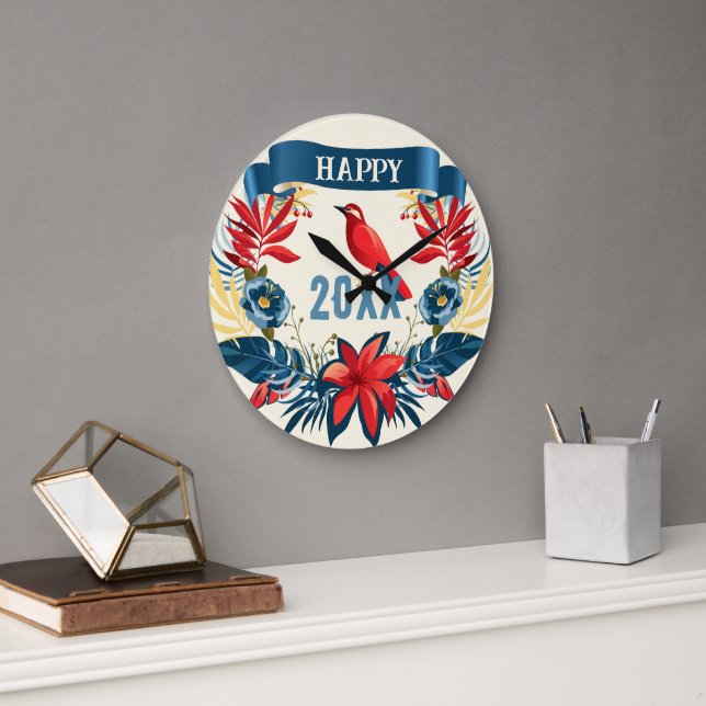 Grande Horloge Ronde Merry Christmas and Happy New Year! 20XX Red Bird (Bureau)